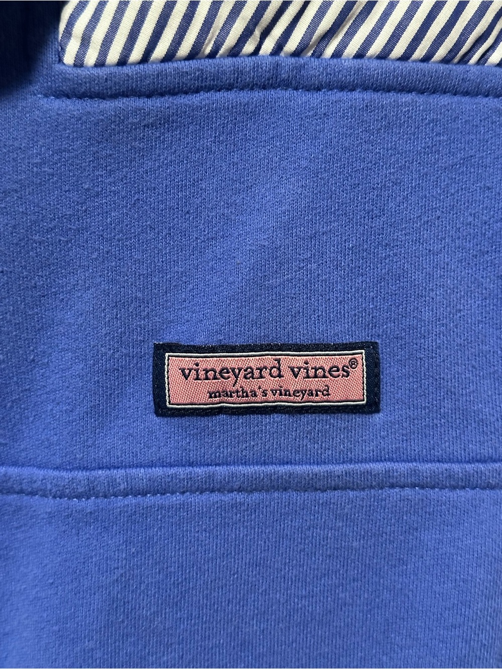 Vineyard Vines Shep Shirt Small Blue Striped Quarter Zip Pullover 100% Cotton - Picture 3 of 10
